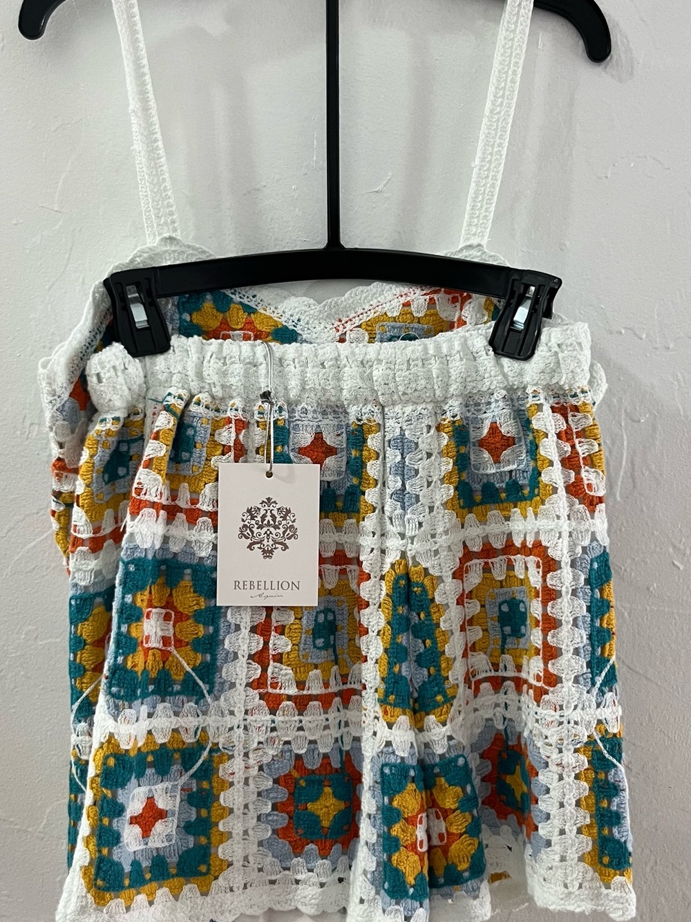 Rebellion Crochet 2-Piece Set | Granny Square Crop Top (M) & Lined Shorts (S) - Picture 9 of 9